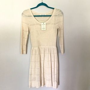 Pink Rose Cream 3/4 Sleeve Dress
